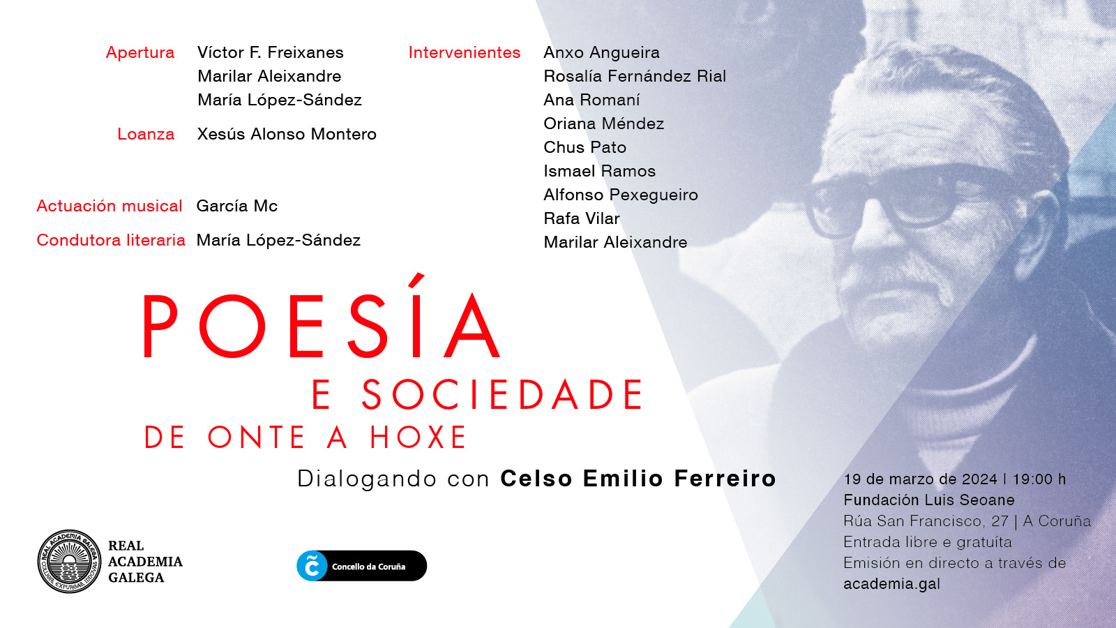 Un diálogo interxeracional con Celso Emilio para celebrar o Día da Poesía