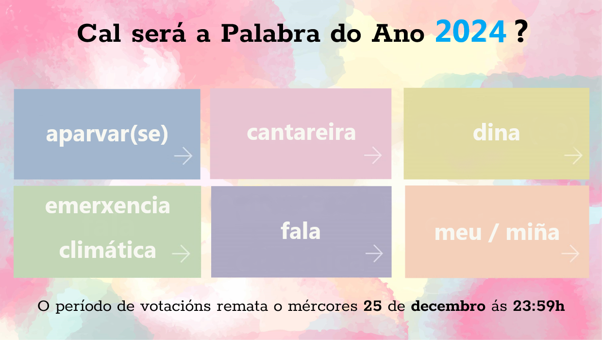 “Aparvar(se)”, “cantareira”, “dina”, “emerxencia climática”, “fala” e “meu” na final da Palabra do Ano 2024