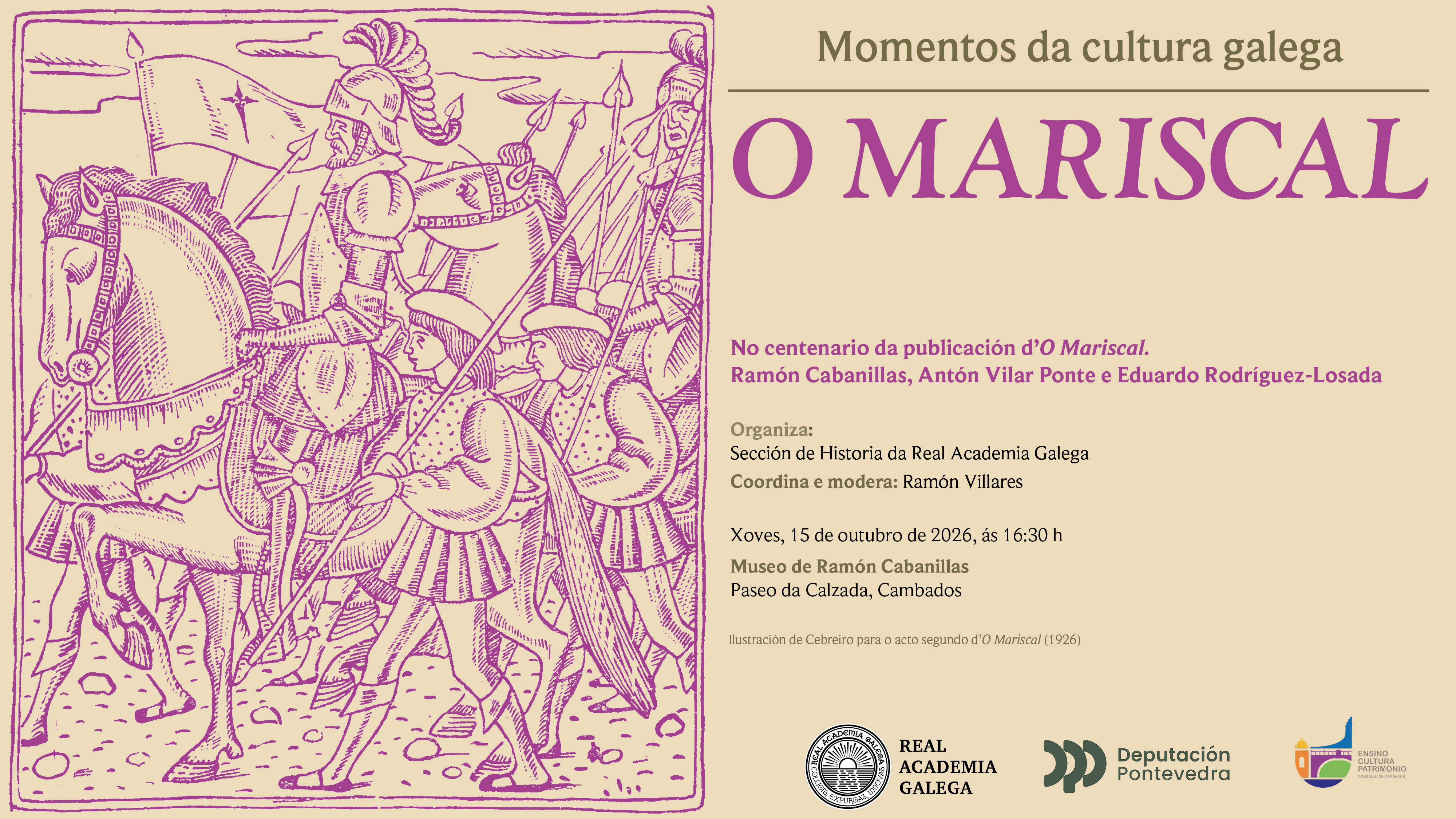 O ciclo 'Momentos da cultura galega' celebrará o centenario de 'O Mariscal' en Cambados