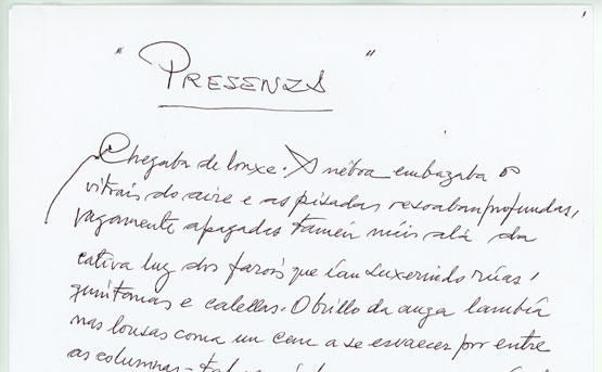 Manuscrito Presenza de Salvador García Bodaño