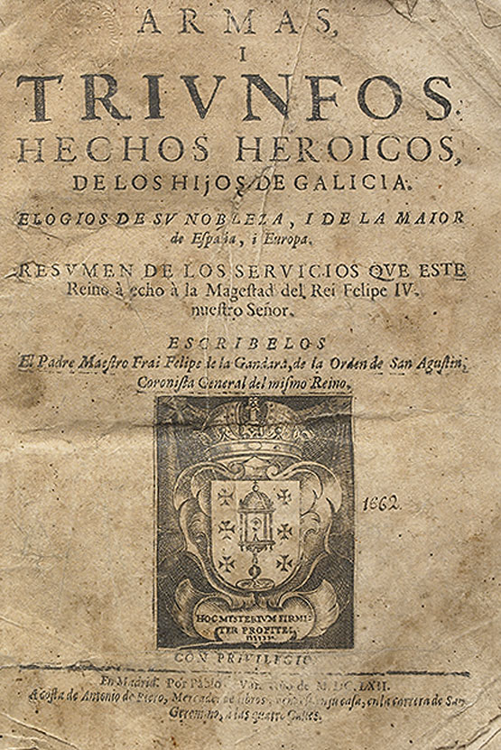 Imaxe da portada do libro co escudo de Galicia