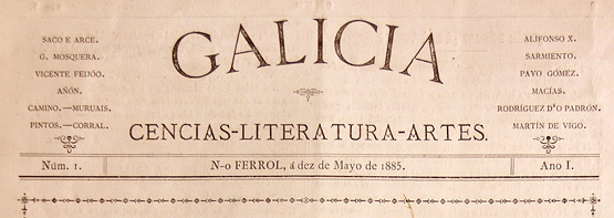 Cabeceira da Revista Galicia Cencias Literatura Artes
