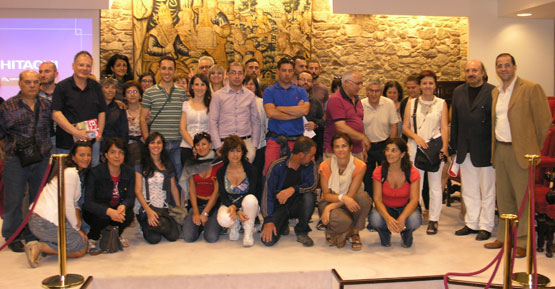 Foto de familia da delegación sarda á Academia