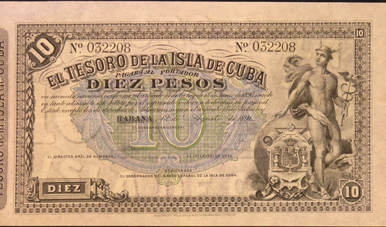 Billete de dez pesos cubanos