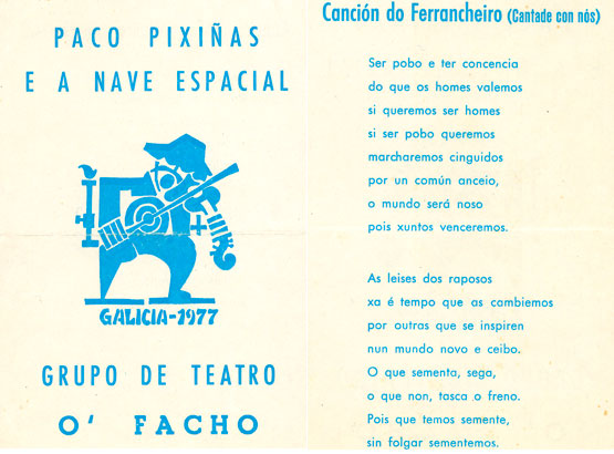 Portada e primeira páxina do díptico publicitario de Paco Piixiñas