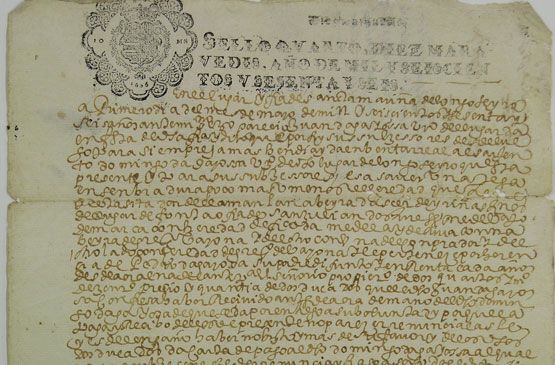 Fragmento dun documento notarial do século XVII.